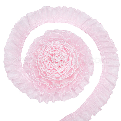 Dentelle élastique Plissée Polyester - 9.1m X 3.8cm, Blanc, Pour Couture, Décoration Mariage, Fête, Nœuds, Style Victorien