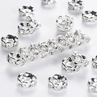 Messing Strass Zwischen perlen&nbsp;RB-A014-L7mm-01S-NF-1