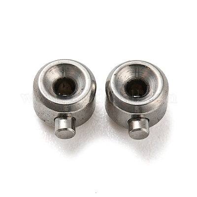 303 in acciaio inox schiaccini, colonna, colore acciaio inossidabile,  3.5x3x2mm, Foro: 0.7 mm