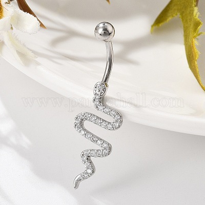 Сплав горный хрусталь змея изогнутая штанга кольца для живота&nbsp;LS-AJEW-R007-03P-04-1