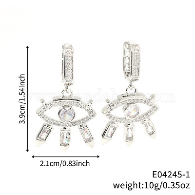 Модные серьги-кольца из латуни с прозрачным кубическим цирконием CN7590-1-1