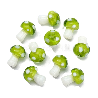 10шт грибные бусины лэмпворк ручной работы&nbsp;LAMP-YW0001-08A-1