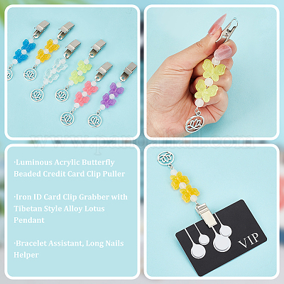 Wholesale OLYCRAFT 6 Colors Luminous Credit Card Puller Acrylic Butterfly  Beaded Credit Card Clips Butterfly Debit Bank Card Grabber with Butterfly  Pendants Keychain Card Grabber for Long Nails for Women 