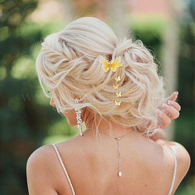 5 пара заколок-бабочк из полиэстера и железа для волос из кожи аллигатора&nbsp;PHAR-FH00002-1