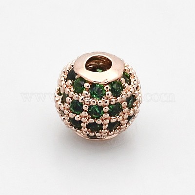 Латунные микро проложить класса AAA кубического циркония бусы KK-E711-10mm-117RG-NR-1