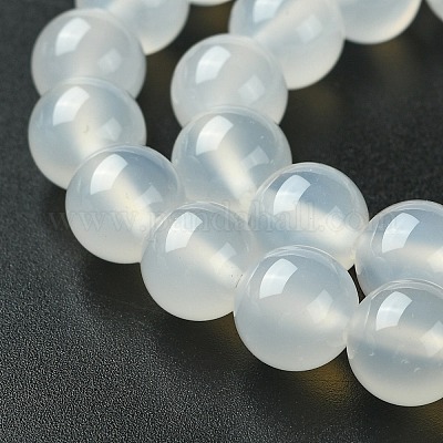 Натуральный белый агат бисер круглый пряди&nbsp;G-N0151-10-10mm-1