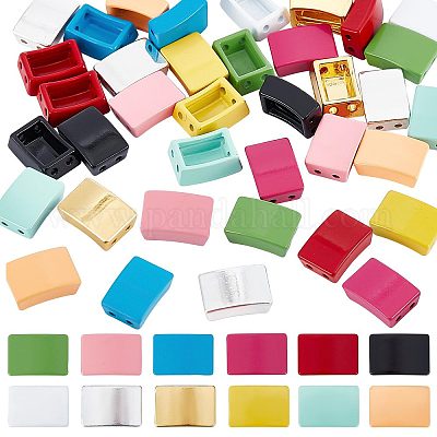 Enamel Tile Beads, 2-Hole Beads for Colorblock Bracelets