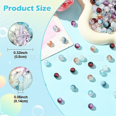 100 шт. прозрачные стеклянные бусины с эффектом кракле&nbsp;GLAA-YW0004-46A-1