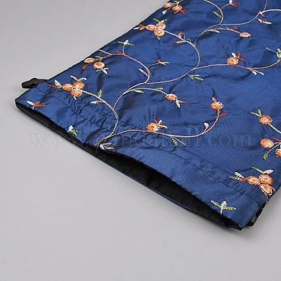 Вышитые цветы мешковина упаковочные мешочки сумки на шнурке&nbsp;LS-ABAG-WH0048-39B-1