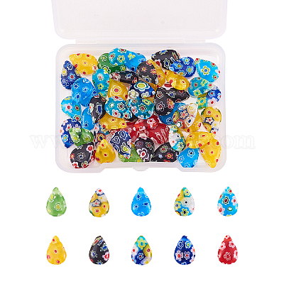 50шт стеклянные подвески миллефиори ручной работы&nbsp;LK-CJ0001-07-1