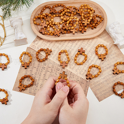 30 шт. деревянные эластичные кольца для пальцев&nbsp;RJEW-DC0001-22-1