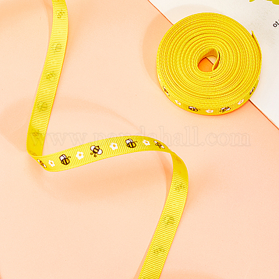 Полиэстеровые ленты с принтом пчел&nbsp;SRIB-WH20020-018F-1