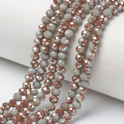 Wholesale Electroplate Opaque Solid Color Crystal Glass Rondelle Beads  Strands 