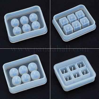 PandaHall Elite 4 pcs Round/Square Silicone Molds Sets For Resin Jewelry Making AJEW-PH0011-01-1