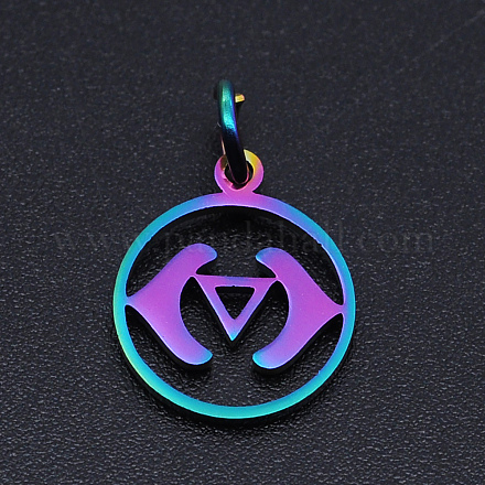 Chakra Theme Ion Plating(IP) 201 Stainless Steel Charms STAS-T054-JN403Q-1-1