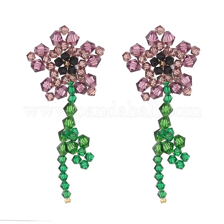 Imitation Austrian Crystal Flower of Life Dangle Stud Earrings X1-EJEW-TA00029-03-1