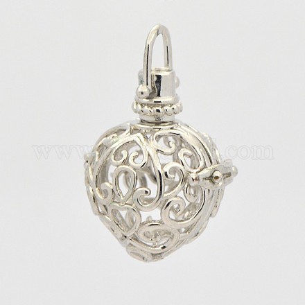 Filigrane coeur en laiton cage pendentifs KK-D389-02P-1