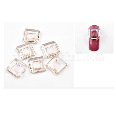 ガラスのラインストーンの四角いダイヤモンド  ネイルアートの装飾の付属品  正方形  ラベンダーブラッシュ  1x1cm MRMJ-S008-041C-1