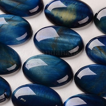 Cabochons ovales teintés en pierre précieuse d'œil de tigre naturelle X-G-J329-21-18x25mm-1