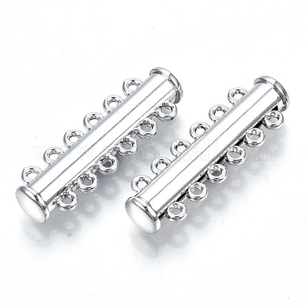 6-Strands Brass Magnetic Slide Lock Clasps KK-Q740-19P-1