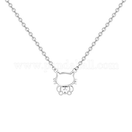 Katze Zirkonia Halskette für Mädchen Frauen NJEW-BB44434-B-1