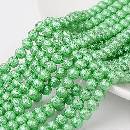 Hebras de cuentas redondas de perlas de vidrio texturizadas teñidas y ecológicas HY-L002-8mm-RB008-1