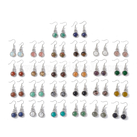 Gemstone Gourd Dangle Earrings with Crystal Rhinestone EJEW-A092-04P-1