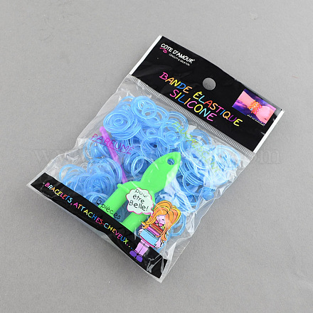 DIY Fluorescent Neon Rubber Loom Bands Refills with Bands and Accessories X-DIY-R010-05-1