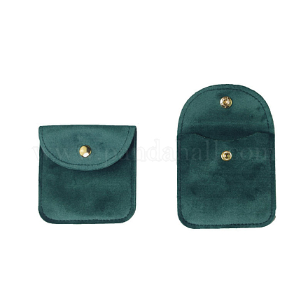 ベルベットのジュエリーバッグ  ブレスレット用  ネックレス  イヤリング収納  正方形  濃い緑  8x8cm PW-WG83476-21-1