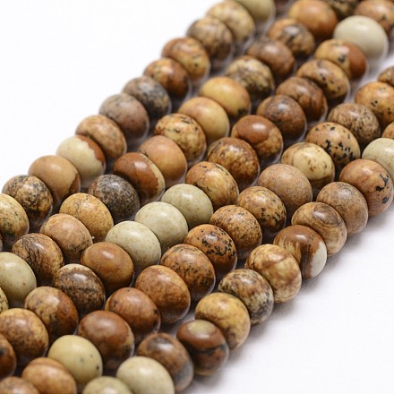 Chapelets de perles en jaspe avec images naturelles G-D840-04-1