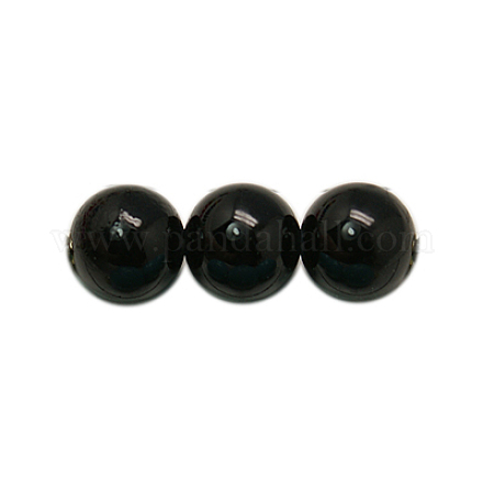 Cuentas sintéticas piedras negras hebras G-H1628-12mm-1-1