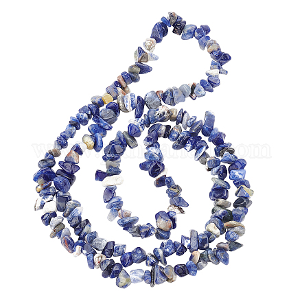 BENECREAT 33 Inch(84cm) Sodalite Chip Stone 3 Strand Natural Chip Stone Beads Loose Crystal Stone for Jewelry Making DIY Crafts Decoration G-BC0001-26-1