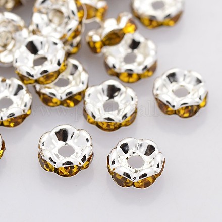 Abalorios de latón Diamante de imitación espaciador RB-A014-L8mm-17S-NF-1