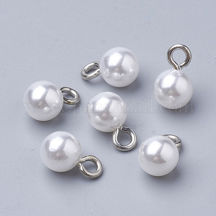 Pendentifs en plastique imitation perle ABS OACR-R068-8mm-01-1