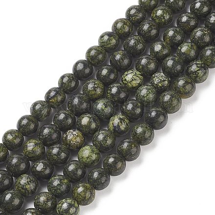 Natürliche Serpentin / grüne Spitze Stein Perlen Stränge G-S259-15-6mm-1-1