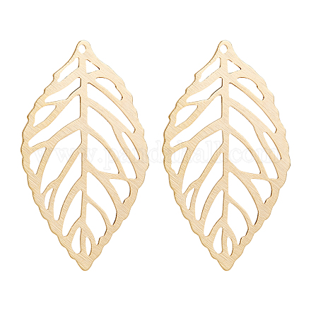 BENECREAT 30Pcs 24K Gold Plated Hollow Filigree Leaf Charms Tree Metal Leaf Crafts Pendant for Jewelry Making DIY Craft Earring Accessories KK-BC0004-93-1