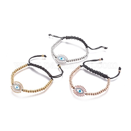 Bracelets tressés réglables en 304 acier inoxydable avec perles BJEW-L655-014-1