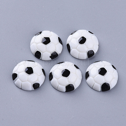 スポーツのテーマ  樹脂カボション  サッカー  ホワイト  15x5mm X-CRES-N021-04A-1