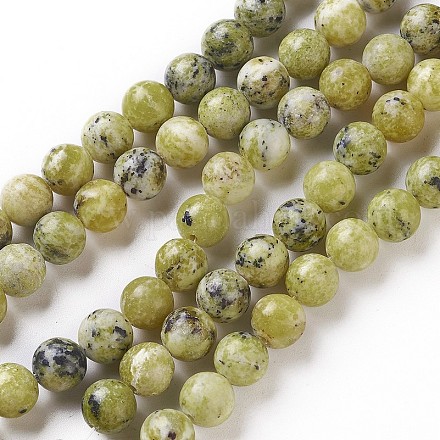 Brins de perles turquoise jaune naturel (jaspe) X-G-Q462-4mm-22-1