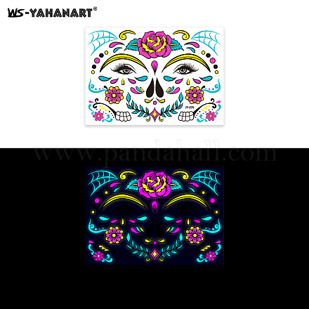 Maske mit Blumenmuster leuchtende Body Art Tattoos LUMI-PW0001-135D-1