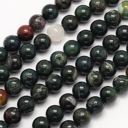 Chapelets de perles en pierre de sang naturelle G-N0166-04-12mm-1