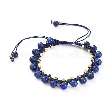 Natural Lapis Lazuli Braided Bead Bracelets BJEW-JB04914-02-1