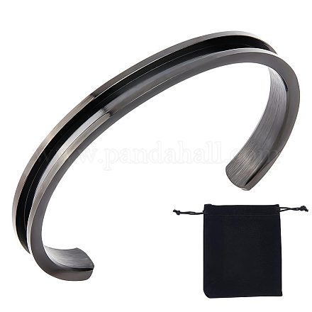 Unicraftale 1pc 304 bracelets rainurés en acier inoxydable FIND-UN0043-39EB-1