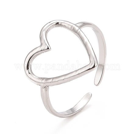 304 anello per polsino a cuore aperto da donna in acciaio inossidabile RJEW-C025-22P-1