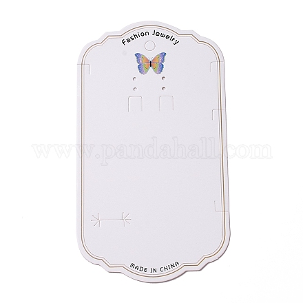 ネックレス用の紙ジュエリーディスプレイカード  ピアス  ヘアークリップ  蝶の模様の長方形  ホワイト  16x9x0.03cm  穴：1.5~8mm CDIS-F005-05-1