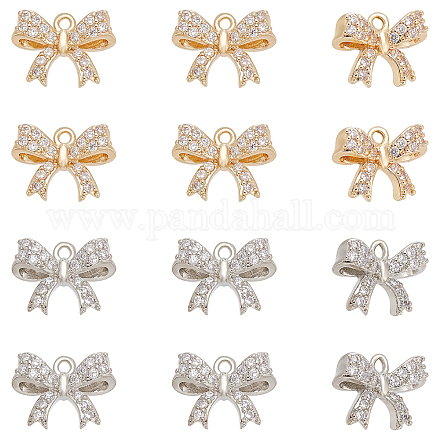 CHGCRAFT 12Pcs 2 Colors Butterfly Crystal Charms Shinny Cubic Zirconia Pendants Butterfly Beads Rhinestone Pendants for Jewellery Necklace Earrings Making 13x10x5mm ZIRC-CA0001-15-1