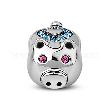 Tinysand pig placcato rodio 925 perline europee in argento sterling con zirconi cubici TS-C-050-1