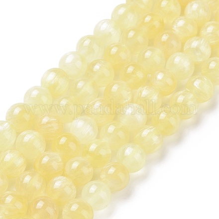 Brins de perles de sélénite jaune naturel G-N328-025B-03-1