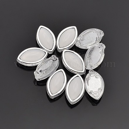 Sew on Taiwan Acrylic Imitation Jade Silver Plated SA56-6x12-ACS-H2-1