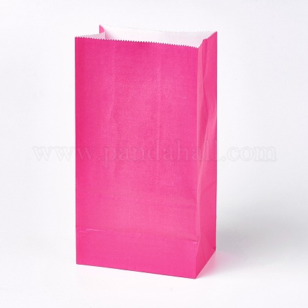 ピュアカラークラフト紙袋  食品保存袋  ハンドルなし  ベビーシャワーの子供の誕生日パーティーに  濃いピンク  23.5x13x8cm CARB-WH0008-07-1